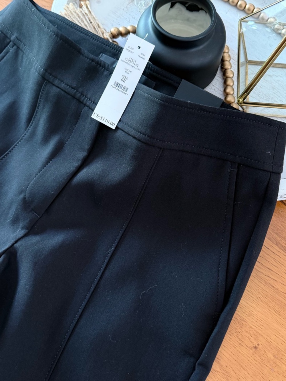 New White House Black Market Straight High Rise Black Pants Trousers Size 6 - Picture 7 of 12